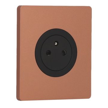 SCHNEIDER Odace Prise de courant 2P+T affleurante noir onyx et plaque simple Architecte cuivre