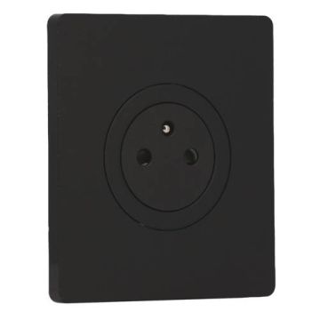 SCHNEIDER Odace Prise de courant 2P+T affleurante noir onyx et plaque simple Architecte noir onyx