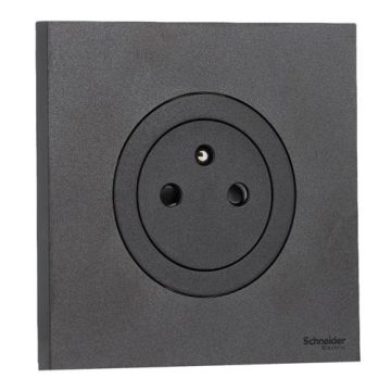 SCHNEIDER Odace Prise de courant 2P+T affleurante noir onyx complet