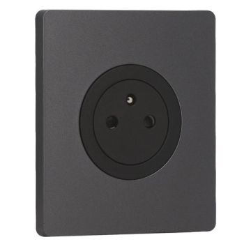 SCHNEIDER Odace Prise de courant 2P+T affleurante noir onyx et plaque simple Architecte perle noire