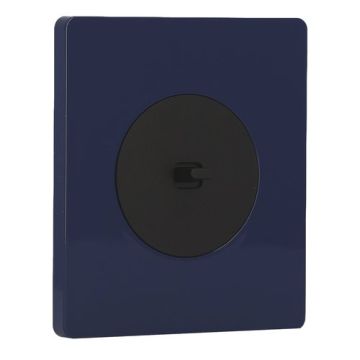 SCHNEIDER Odace Interrupteur va et vient/bouton poussoir à levier noir onyx et plaque simple Architecte bleu émaillé