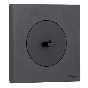 SCHNEIDER Odace Interrupteur va et vient/bouton poussoir à levier noir onyx complet