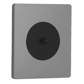 SCHNEIDER Odace Interrupteur va et vient/bouton poussoir à levier noir onyx et plaque simple Architecte titane