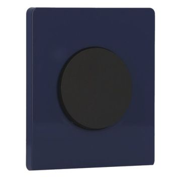 SCHNEIDER Odace Interrupteur va et vient/bouton poussoir noir onyx et plaque simple Architecte bleu émaillé