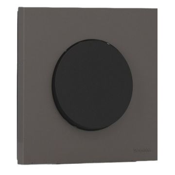 SCHNEIDER Odace Interrupteur va et vient/bouton poussoir noir onyx et plaque simple gris basalte