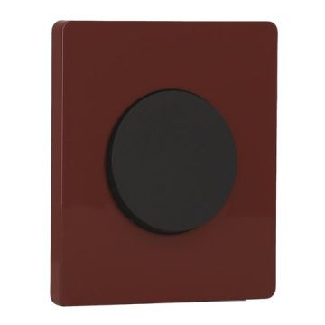 SCHNEIDER Odace Interrupteur va et vient/bouton poussoir noir onyx et plaque simple Architecte sienne émaillé