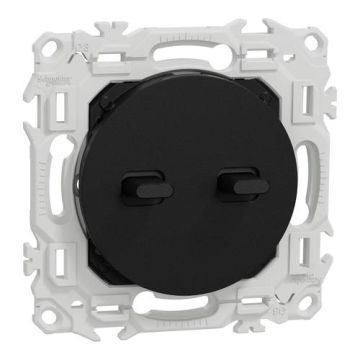 SCHNEIDER Odace Interrupteur double va et vient/bouton poussoir à levier noir onyx - S940213