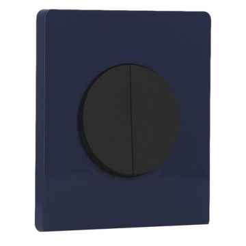 SCHNEIDER Odace Interrupteur double va et vient/bouton poussoir noir onyx et plaque simple Architecte bleu émaillé