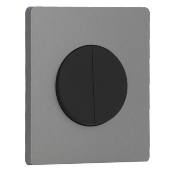 SCHNEIDER Odace Interrupteur double va et vient/bouton poussoir noir onyx et plaque simple Architecte titane