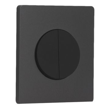 SCHNEIDER Odace Interrupteur double va et vient/bouton poussoir noir onyx et plaque simple Architecte perle noire