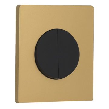 SCHNEIDER Odace Interrupteur double va et vient/bouton poussoir noir onyx et plaque simple Architecte laiton