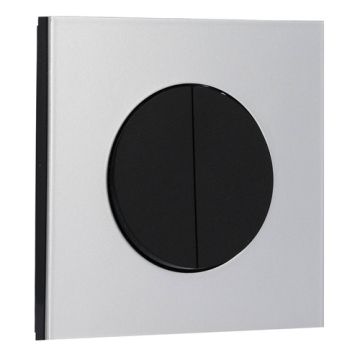SCHNEIDER Odace Interrupteur double va et vient/bouton poussoir noir onyx et plaque simple aluminium