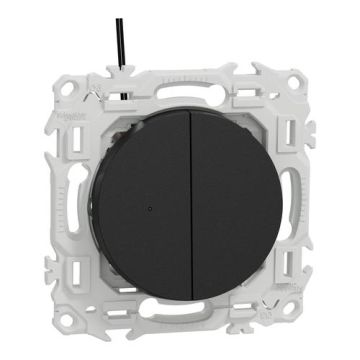 SCHNEIDER Odace Interrupteur double va et vient/bouton poussoir à voyant lumineux noir onyx - S940273