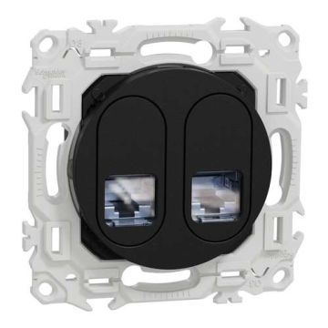 prise double RJ45 Schneider Odace noir