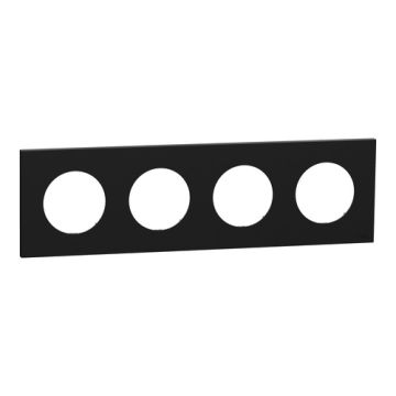 plaque de finition 4 postes Odace Schneider noir onyx