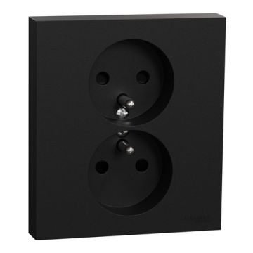 SCHNEIDER Odace Double prise de courant 2P+T complet noir onyx - S941089