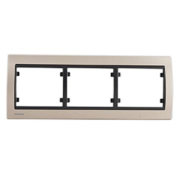 SIEMENS Delta Iris Plaque triple horizontale - Métal champagne