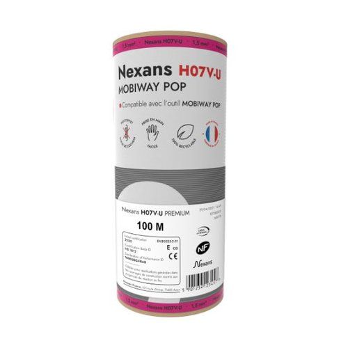 Bobine de fil électrique H07VU Nexans Mobiway Pop noir 1,5mm²