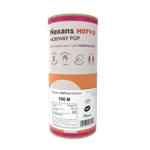 bobine de fil Nexans H07V-U Mobiway Pop orange 1,5mm²