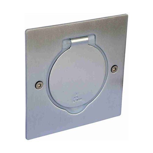 prise de sol Legrand Mosaic en inox brossé clapet fermé