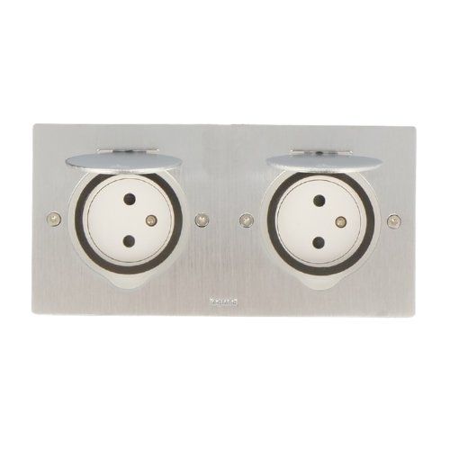 double prise de sol Legrand en inox brossé - vue de face