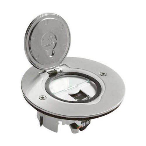 prise de sol ronde RJ45 Legrand Mosaic en inox brossé