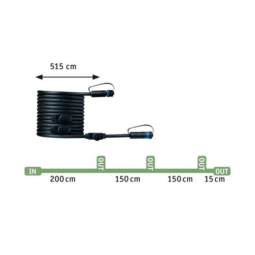 Longueur câble kit de 3 spots LED extérieurs sur piquet orientable Paulmann Plug & Shine