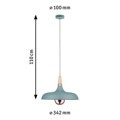 Dimensions de la suspension Neordic Juna de Paulmann coloris vert satiné