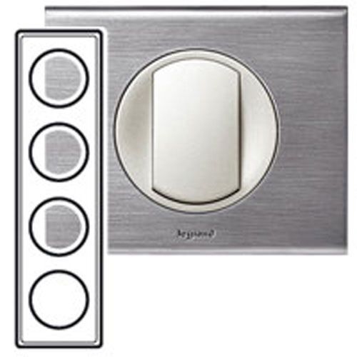 LEGRAND Céliane Plaque - Métal - 4 postes 71mm Inox brossé
