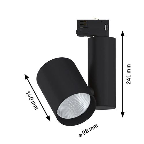 dimensions spot sur rail LED Paulmann Prorail3 noir