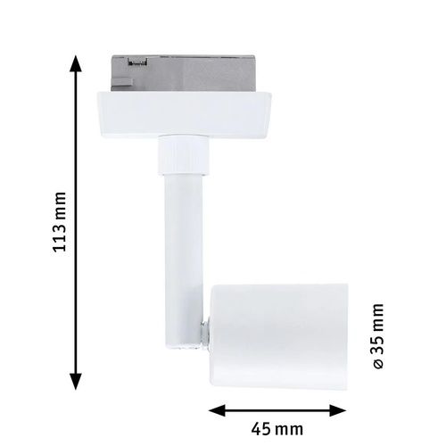 Dimensiosn spot sur rail LED Paulmann Urail blanc