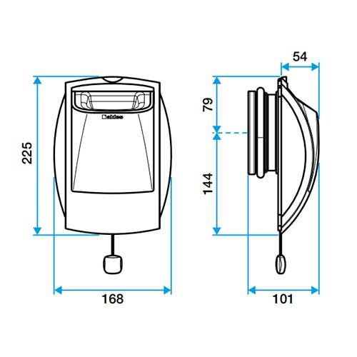 ALDES BAP'SI Bouche d'extraction standard à cordelette15-30m3/h sans fut - schéma