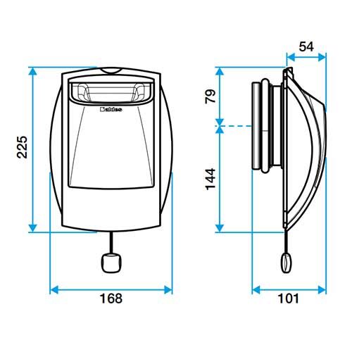 ALDES BAP'SI Bouche d'extraction standard à cordelette 45-120m3/h sans fut - schéma