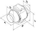 Ventilateur de conduit ALDES IN LINE XS D160 - schéma avec dimensions