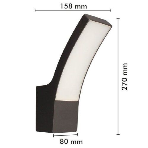 Dimensions de l'applique extérieure LED Aldes Curve anthracite - réf.111752