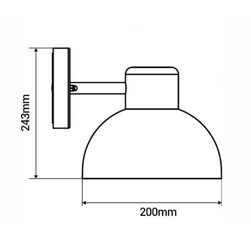 ARLUX Applique extérieure Dalia descendante 230V E27 60W max noir - schéma avec dimensions