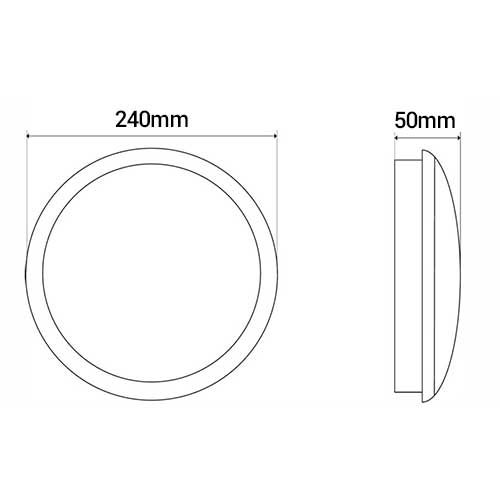ARLUX Applique extérieure ronde LED Luna 230V 18W 1220lm 3000K gris - schéma avec dimensions