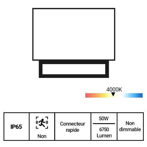 projecteur LED Arlux Kreon 50W IP65 - fiche technique