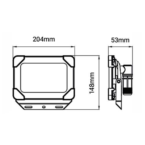 Dimensions du projecteur LED Arlux Kreon 50W IP65