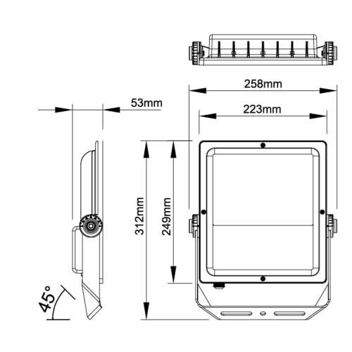 Dimensions projecteur LED Arlux Trust