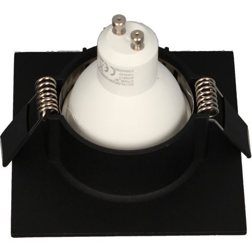 Support de spot carré fixe ARLUX 88mm avec douille GU10 automatique noir - vue de dos