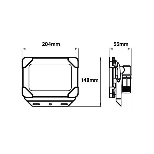 Dimensions du projecteur extérieur LED noir Arlux Kreon