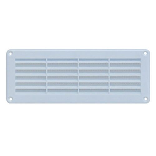 Grille d'aération blanche PVC Autogyre de 205x121mm avec moustiquaire intégrée