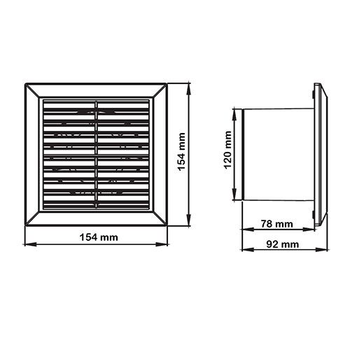 Dimensions extracteur d'air 140m³/h Autogyre Slim à cordelette