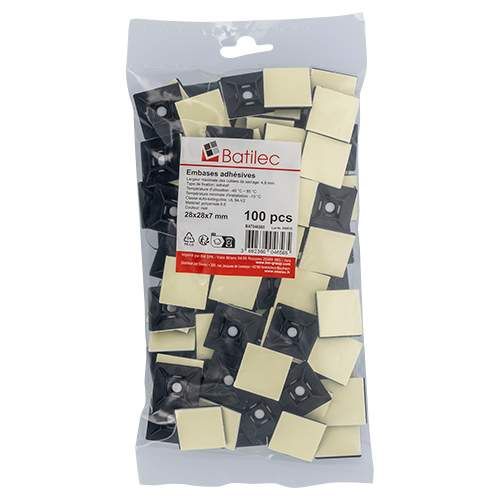 Lot de 100 embrases adhésives 28x28mm Batilec
