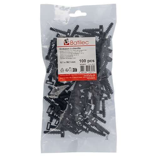 100 embrases à chevilles noires 10x40,5mm Batilec