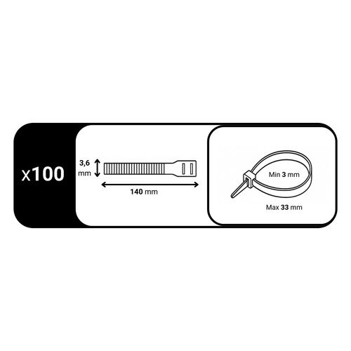 Colliers de serrage noirs Batilec 140x3,6mm