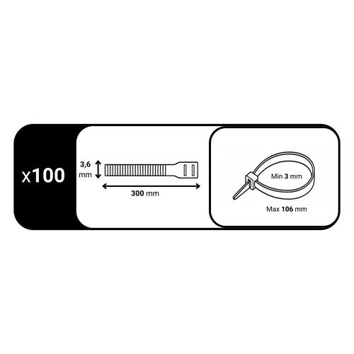 Colliers de serrage blancs Batilec 300x3,6mm
