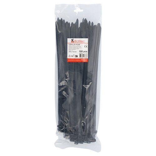 Paquet de 100 colliers de serrage noirs Batilec 370x7,6mm
