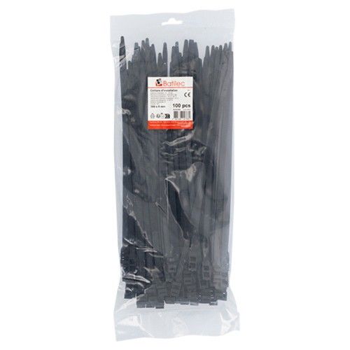 Paquet de 100 colliers d'installation noirs Batilec 180x9mm